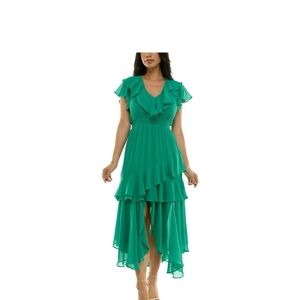 Maison Tara Green Tiered Maxi Dress